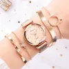 Montre-bracelets 5pcs Bracelet es set Fashion Women Rose Gold Mesh Belt Quartz For Women Business Clock Relogio Feminino D240430