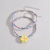 Anklets 2-piece Set Of Bohemian Style Soft Pottery Flower Woven Layered Women's Foot Rope