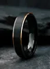 Wedding Rings Luxury Men039s Black Tungsten Ring With Rose Gold Edge Plating Brushed Band For Men Jewelry Size 6132045319