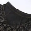 Skirts Deeptown Vintage Denim Skirt Ruffle Harajuku Sexy Gothic Y2k Punk Mini Slim Up Retro Fashion Streetwear Casual Jean