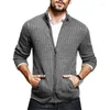 Jackets masculinos Autumn/Winter Sweater Men Color Solid Mold Halp High Neck Zipper Slim Fit Knet Cardigan