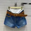 Shorts femminile 2024 Fashion Summer Blue Denim Donne Deerskin Deerskin Sungi larga cintura a vita alta due pezzi Vintage