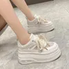 Casual Shoes 8CM Women Chunky Sneakers 2024 Summer Hidden Heels Platform Sports Dad Woman Lace Up Breathable Mesh Muje