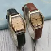 Armbanduhren Vintage Zeiger Damen Uhren Quarz Uhr MINIMALIST ROMANISCHE ZULICHTIG DIAL WAHREN ARBEGEBNET MIT DER LEDERSACHTAKT FÜR Women Reloj