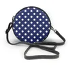 Bag OLN Navy Blue Polka Dots Round Shoulder Small Women Fashion Summer Messenger Crossbody Bags