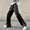 Herren Jeans Button-Zipper Taille Stilvoller Sommer-Jeans mit zerrissenen Löchern Wide Leg Design High Street Modehose für a