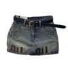 Женская джинсовая паттерна A-Line Юбка с высокой высокой талией дизайнерская мини-юбка Smlxl