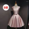 Partykleider ablehnen Rückkehr 2024 Satin kurz rosa Promprination Frauen Mädchen Mädchen Lady Brautkleid