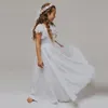 Moda sukienka dla dzieci dziewczynki koronkowa sukienka spektakl Wedding Flower Girl sukienka biała pusta sukienka księżniczka