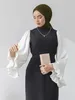 Etnische kleding Midden -Oosten Marokko Morokko Turkije Moslimjurk Zebra Patroon Lantaarn Mouw Mozaïek Islamitische Arabische Luxe Mode Eid Ramadan Robe Eid Ramadan