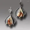 Dangle Earrings Ethnic Laguna Lace Agate Stone Retro Creative Triangle Drop-shaped Swing Pendant