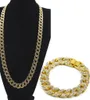 Fashion Gold plaqué glacé Bracelets de 8 pouces 24 pouces Collier Set Hip Hop Chain pour femmes Bijoux Club de fête pour hommes 3675499