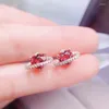 Boucles d'oreilles par bijoux naturels Real Red Garnet Oreille d'oreille Love Heart Style 1ct 2pcs Gemstone 925 STERLING Silver Fine L243105