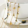 Yachan Gold Gold Pvd Cadena de acero inoxidable plateado Braceletas para mujeres Africano Turquesa Turquesa Natural Stone Jewelry Gift 240417