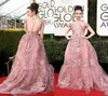 2020 Nuovo 74 ° Golden Globe Awards Lily Collins Zuhair Murad Celebrity Abiti da sera Sheer Sherless Pink Lace Appliqued Red Carpe2083357