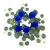 Flores decorativas anel de velas Wreath Wreath Desk Candlestick Rose Artificial para sala de jantar