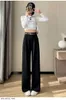 Pantalon féminin Suit haut de gamme gris pour les femmes à l'automne 2024 Version étroite mince haute à jambe directe avec drap Z241