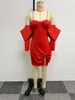 Sukienki swobodne życzenie 2024 Seksowne wieczorne impreza kobiety Off ramię w tunikce z długim rękawem w stanie