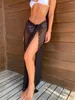 Vêtements de femmes Summer 2024 Nouvelles-nouveautés pour Bind Split Split Sexy Beach Jirt Hollow Out Robe tricotée Solide Spandex Pareos gratuitement