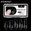 Chunshu 120pc valse nagels Coffin Semifrosted Clear Fake Nail Tips Druk op de volledige afdekcapsule voor extensie 240419