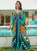 Bohemian красочное печатное платье Kaftan House Женщины 2024 Summer v Neck Batwing рукав на пляжной одежде.