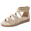 Lässige Schuhe böhmischer Stil weicher Boden flache Sandalen für Frauen Sommer Strand Frauen Römische Größe großer Größe 36-42