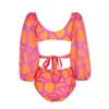Swimwear pour femmes Manches longues Deux pièces de maillot de bain Triangle de femme V-Colwswear imprimé 2024 Holiday Summer Clothes Female Trendy