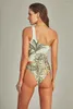 Dameszwemkleding 2024 Fashion tropical print One Piece Swimsuit Cover Up Set Women Cutout Two Bikini Luxury Bading Suit Beachwear