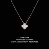 Designer ketting Vanca luxe goudketen 18k rosé goud wit fritillaria geluk vier blad klaver dubbelzijdige dames rode agaat sleutelbeen ketting