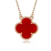 Designer ketting Vanca RPELS Hoge versie V-Gold Clover ketting met 18k gouden Rose Red Chalcedony Agate en witte schaal Pendant Collarbone Chain