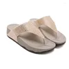 Slippers brangdy dames zomer plat platform schoenen buiten mode kristal zilveren slippers flops