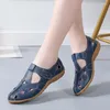 Casual Shoes Women Hollow Korean Split Leather Summer Womens Flat Sandals Soft Sole