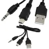 Wysokiej jakości czarny USB2.0 A MINI B MAL MALN + 3,5 mm Audio Aux 1 do 2 Audio CableAdapter Ładowarka