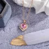 Pendant Necklaces 2024 Simple Pink Color Crystal Heart Pendent Necklace For Women High Quality Golded Bridal Gifts Jewelry