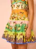 2024 Summer New Fashion Beer Pear Fruit Print Sling Dress Sexy Back Hollow Bow Tie Mini Dress Women's Sexy Vacation Beach Skirt