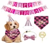 Pet Pet de perros Banner Banner Gat Crown Bowtie Cake Topper Bandana Bandana Teck Fiest Decor Supplies4296343