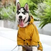 犬のアパレルペットレインコートレインジャケット犬用防水コート反射ストリップポンチョ屋外ウォーキング服を着たテディー島