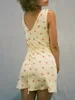 Casual jurken dames zomer tanktop mini -jurk gele bloemenprint v nek mouwloze backless backless banden slank strandmeisje