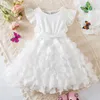 16 Jahre Sommer 2024 kleines Mädchen Prinzessin Kleidung Kleidung Baby Blumenmodische Kinder tägliche Feiertagskleidung 240423