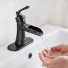 Robinets de lavabo de salle de bain nickle robinets de bassin brossé levier simple et mélangeur de cascade froide robinet massif laiton lavé