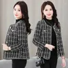 Ternos femininos Spring Autumn Autumn Small Fragrance Jacket 2024 Lattice Single Basted Tweed Blazer Short Basic Coat Feminino