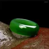 Cluster anneaux authentiques verts HETIAN JADE RING NATURAL Men de pierre femme femme émeraude jadéite joelry accessoires pour copine maman cadeaux