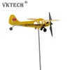 3D Plane Garden Weather Vane Plug Decor Anti-corrosion Metal Airplane Plug-in Windmill Weatherproof Ornaments for Outdoor Garden 240430