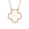 Designer ketting Vanca RPELS Hoge versie V-Gold Clover ketting met 18k gouden Rose Red Chalcedony Agate en witte schaal Pendant Collarbone Chain