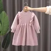 Mädchenkleider Prinzessin Baby Girls Rüschen Langarm Pullover Kleid Süßes Herbst Winter Strick 1-7 Jahre Kinder Herbst Top Outfit