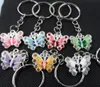 50pcs Vintage Silvers Crystal Butterfly Keychain Ring For Keys Car DIY Bag Key Chain Handbag Gift Jewelry Accessories N6358646490