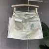 Kjolar kvinnor denim kjol tvättlast hög midja kort A-line mini 2024 sommarmode