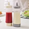 Servis uppsättningar 3 st -smaktillsatsbehållare med tipslock för ketchup -såser sirap -smaktillsatser och hantverk (beige)