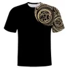 Tshirt da stampa 3D europei e americani tatuaggi estivi tatuaggi tatuaggi harajuku casual oneck top 240423