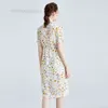 Plus size jurk, hoogwaardige damesmoerbeibes zijden zomerprint a-lijn rok